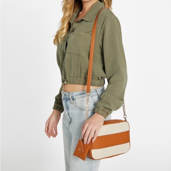 New GUESS Maya Color-Block Canvas Crossbody - Picture 6 of 6